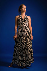 Halter Neck Printed Maxi Dress